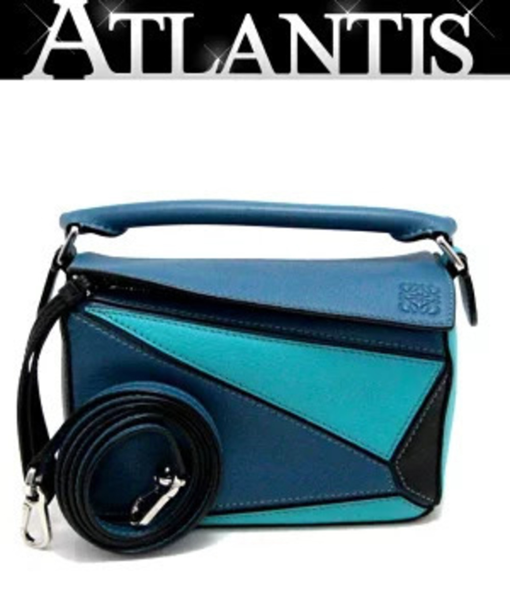 Loewe Puzzle Bag Shoulder Leather Blue